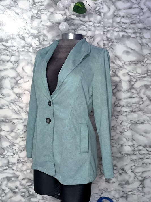 Blazer Corto en Gamuza Sintética Tono Menta – Taty Design & Style