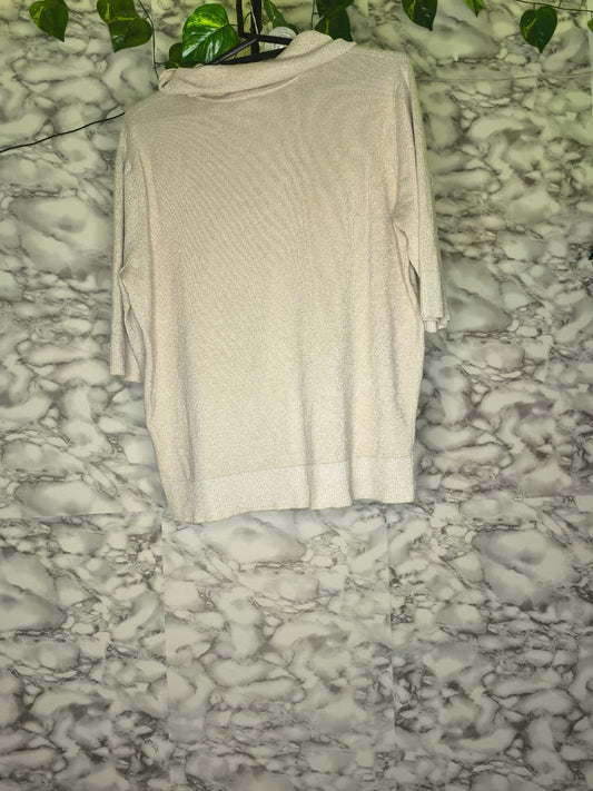 Blusa Tejida Cuello Alto Beige Crema Mujer Talla L