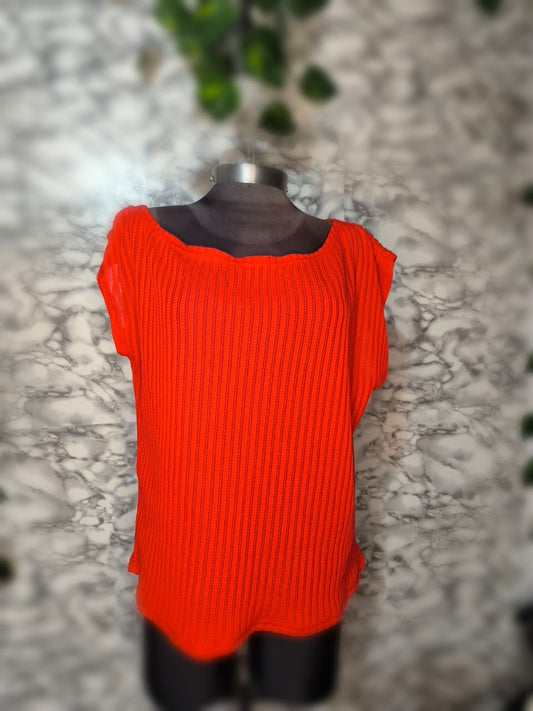 Blusa de Punto Calado Rojo Cuello Barco – CARMEL