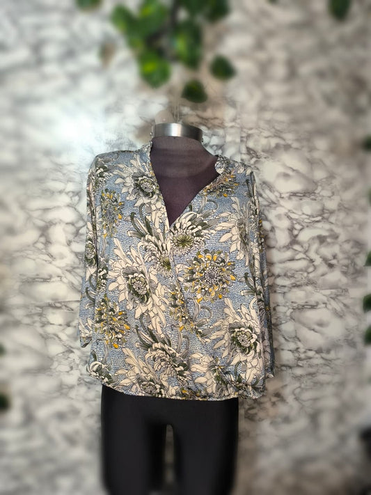 Blusa Cruzada Maxifloral Crisantemos Wrap Style – BLUSS