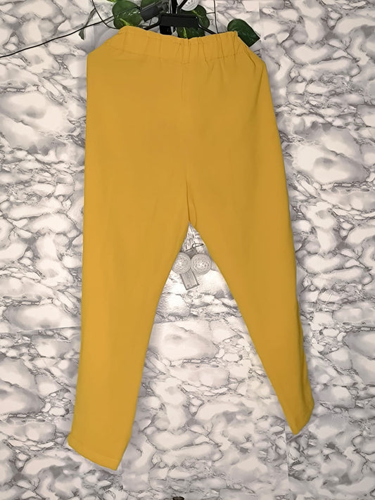 Pantalón Legging Elástico Tiro Alto Amarillo Mostaza Talla 8-10