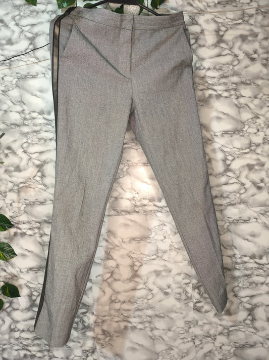Pantalón Mujer Gris Jaspeado con Franja Negra Lateral Talla 8 USA