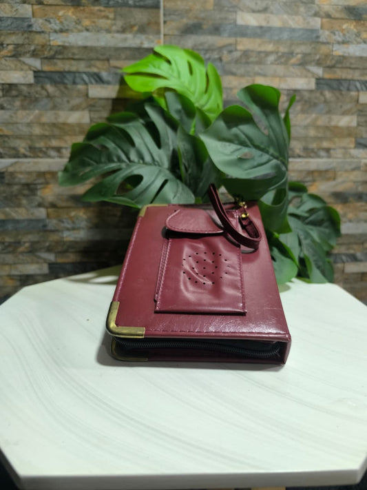 Organizador Agenda Ejecutiva Vinotinto – Esquineras Doradas Vintage