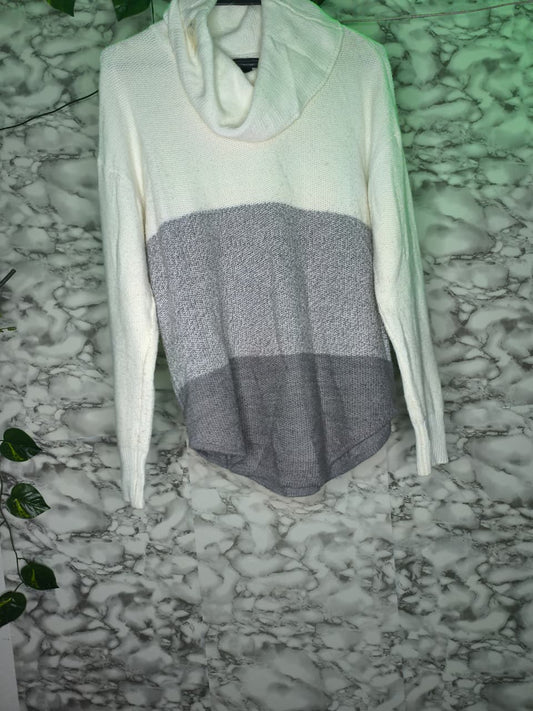 Suéter Tejido Manga Larga Beige, Gris Claro y Gris Oscuro Dama