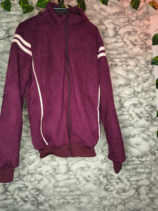Chaqueta Deportiva Unisex Vinotinto con Detalles Blancos